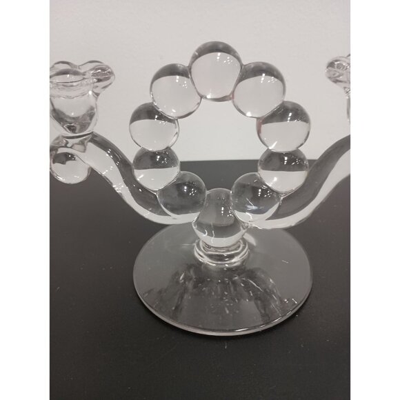 Vintage Duncan Miller Clear Glass Teardrop Two Candle Candlestick Holder MCM - Picture 2 of 9